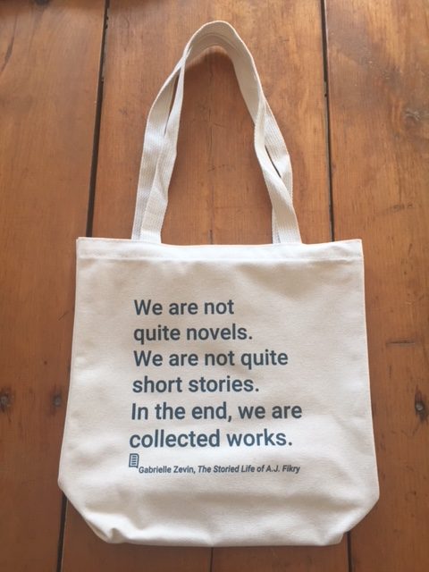 Tote bag with literary quote from Gabrielle Zevin